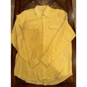 Pure Lino Men's Yellow Button Up Shirt 100% Linen Flax Made In Italy 4XL